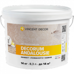 Декоративная Штукатурка Vincent Decor Decorum Andalousie 14кг с Эффектом Ломаного Камня / Винсент Декорум Андалузия.
