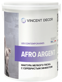 Краска Фактурная Vincent Decor Afro Argent 2.5л с Эффектом Мелкого Песка Серебро, Перламутровая / Винсент Декор Афро Аржент.
