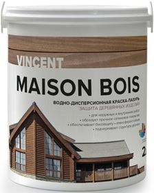 Краска-Лазурь Акриловая Vincent Maison Bois 9л без Запаха, Белая, Шелковистая / Винсент Мезон Буа.