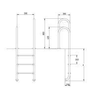 Лестница Hayward Asymmetric Muro AISI 304 (3 ступени), для узкого борта