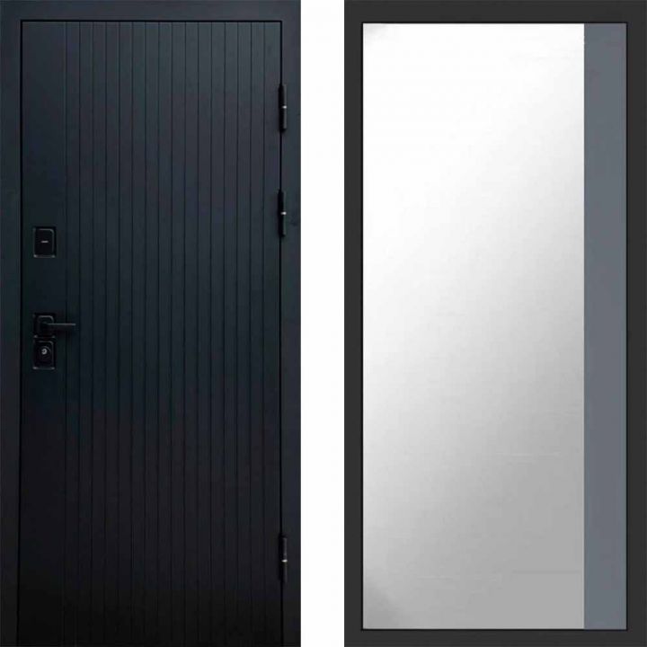 Входная дверь Termo-door Твист BLACK Широкое Зеркало Фацет Грей Софт