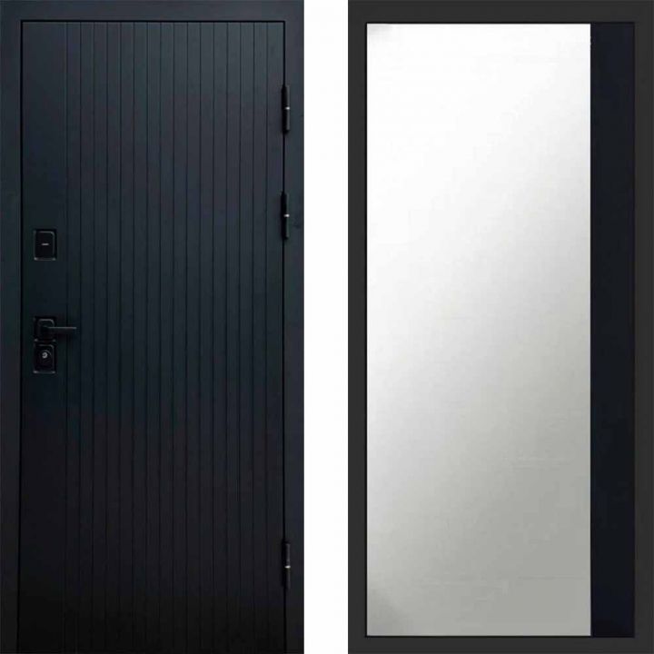 Входная дверь Termo-door Твист BLACK Широкое Зеркало Фацет Черный Кварц