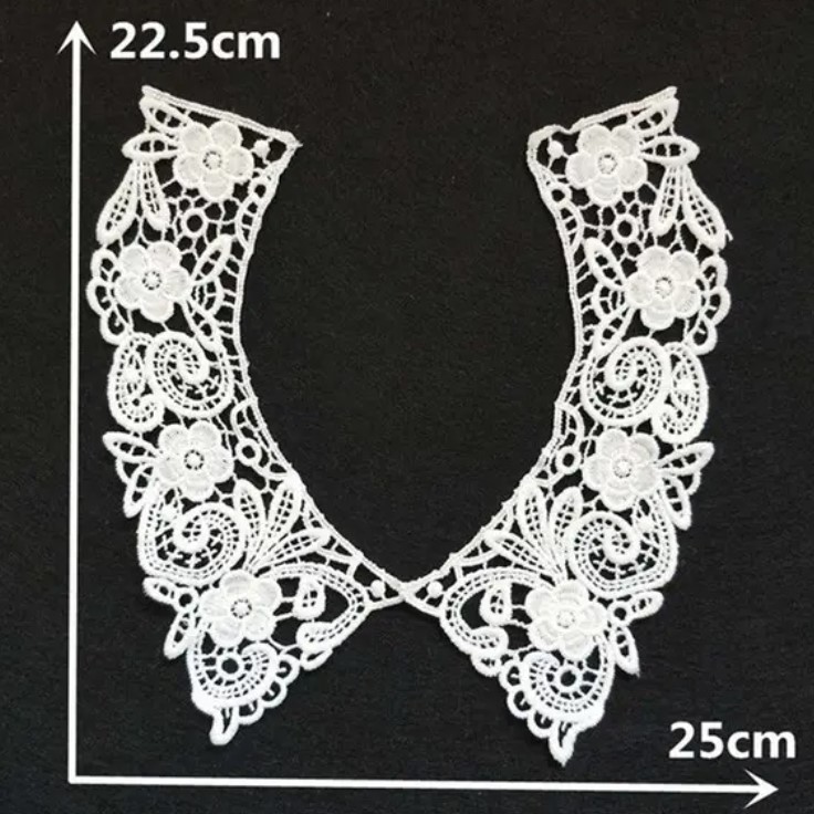 Воротник кружевной 250х225 мм отложной съемный цвет Белый (YL1110)