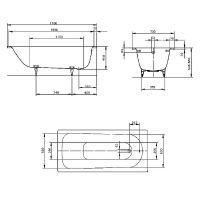 Стальная ванна Kaldewei Saniform Plus 360-1 140х70 111500010001 без покрытия схема 8