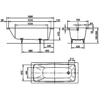 Стальная ванна Kaldewei Cayono 747 150x70 274700010001 без покрытия схема 10