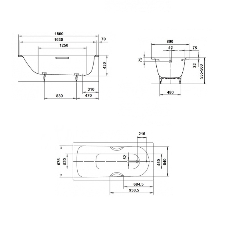 Стальная ванна Kaldewei Saniform Plus 180x80 112800013001 с покрытием Easy-clean схема 8