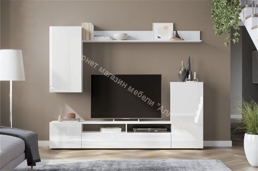 Гостиная МГС 4 Белый/Белый глянец