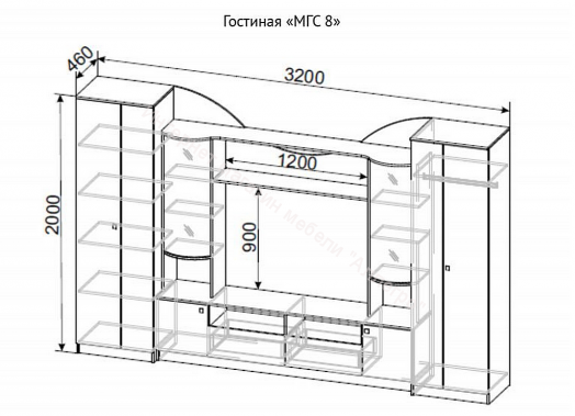 Гостиная МГС 8 исполнение 1 Ясень анкор светлый