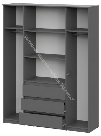 Шкаф четырехстворчатый Денвер Графит Серый