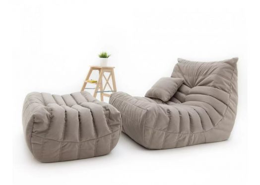 Бескаркасный пуф ФРАНЦУЗ  из микровелюра (Бежевый)