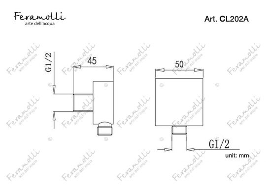 Подключение для шланга Feramolli CL202A, хром ФОТО