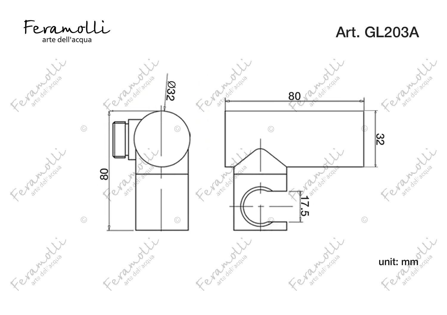 Держатель ручного душа Feramolli GL203A, золото схема 2