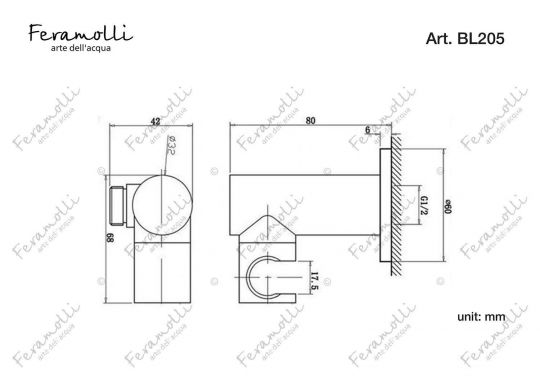 Подключение для шланга с держателем Feramolli BL203, черный ФОТО