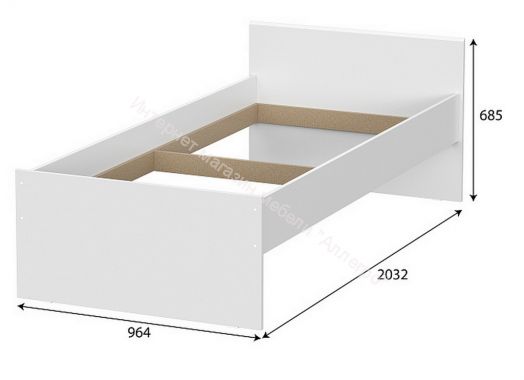 Кровать одинарная 900 Токио с выкатной кроватью Белый текстурный