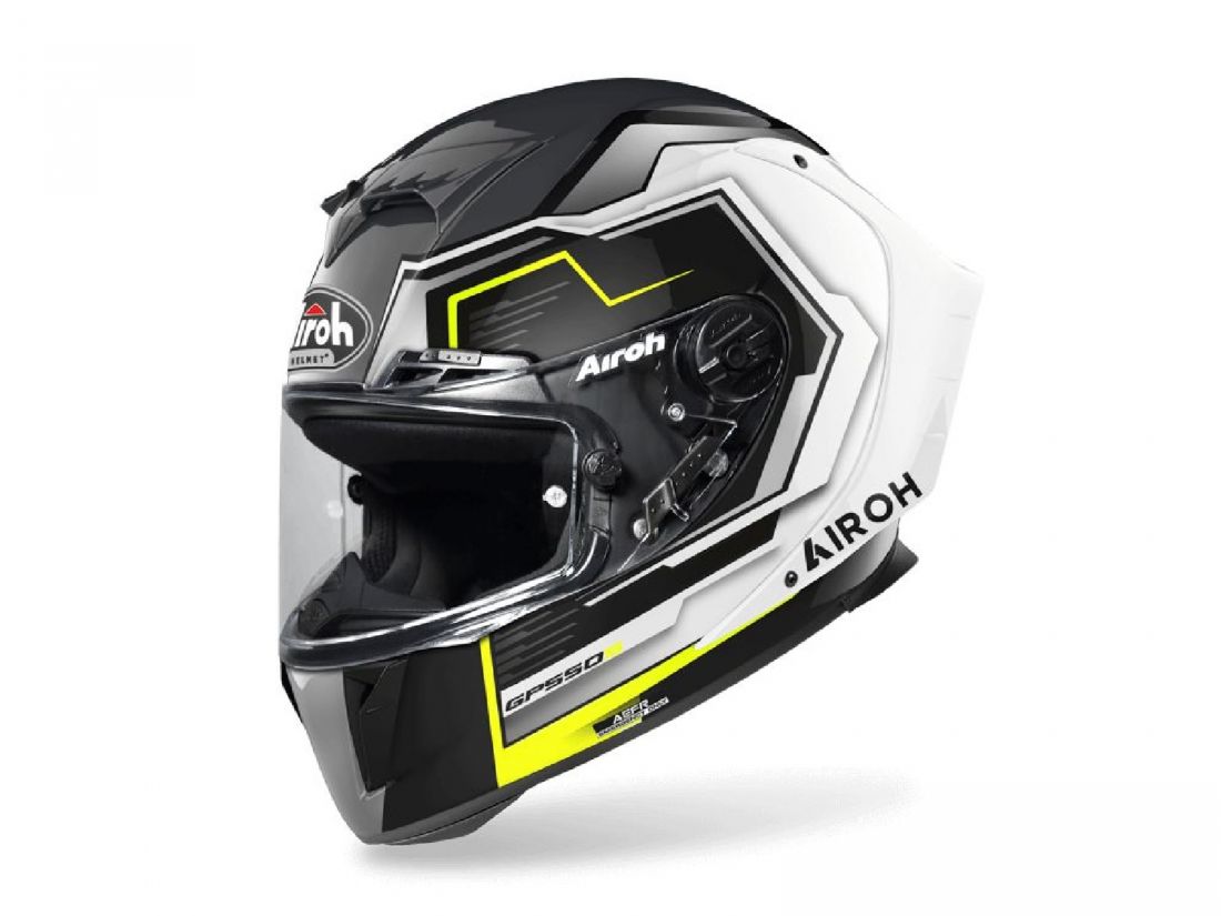 Мотошлем AIROH GP550 S RUSH WHITE/YELLOW GLOSS