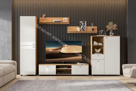 Тумба многофункциональная Милан Дуб Золотой/Олива Софт