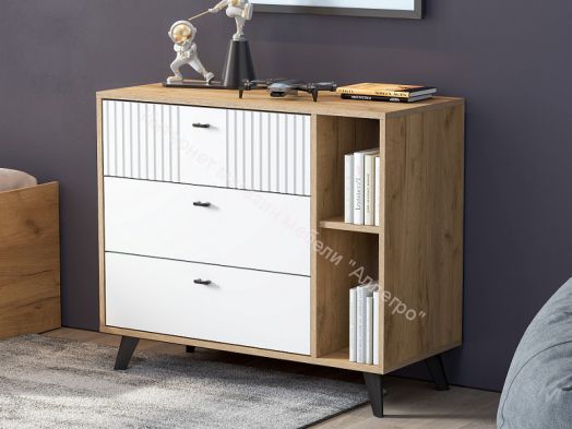 Комод 3 ящика Милан Дуб Золотой/Белый Матовый