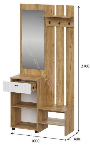 Вешалка (исполнение 1) Милан Дуб Золотой/Белый Матовый