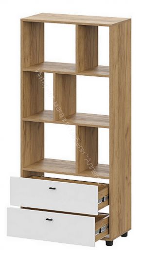 Стеллаж Милан Дуб Золотой/Белый Матовый