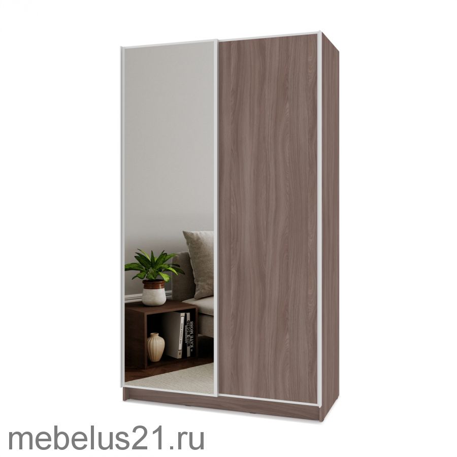 Шкаф купе с зеркалом Браун 130