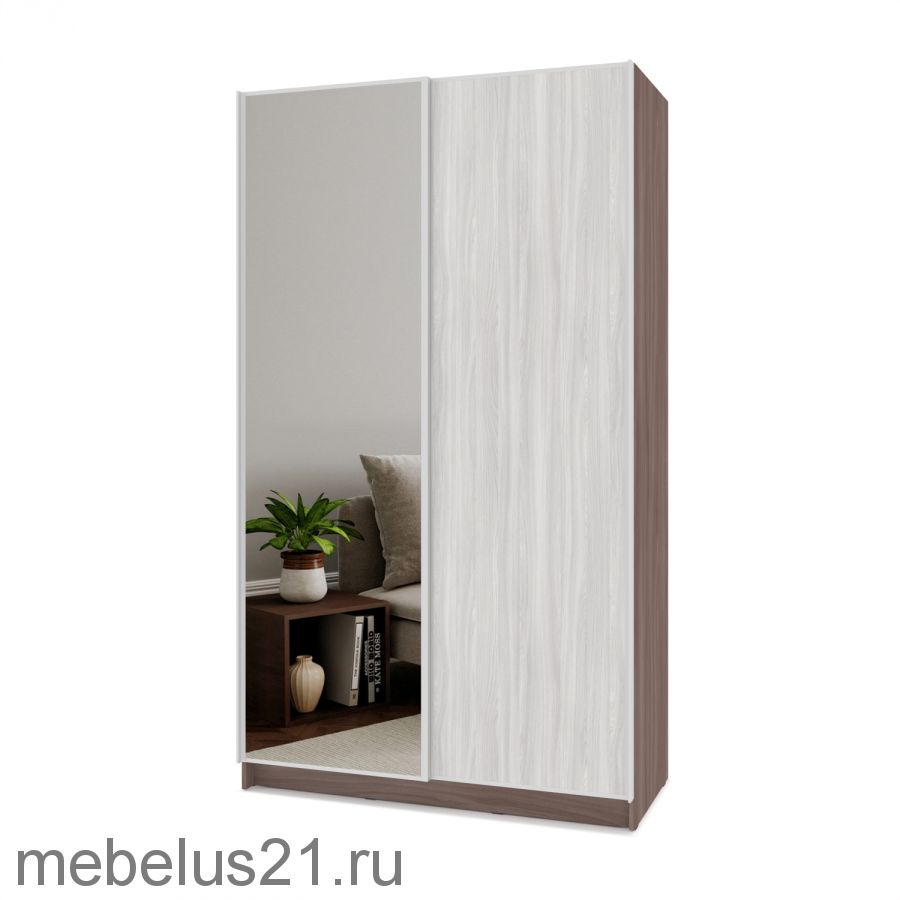 Шкаф купе с зеркалом Браун 130