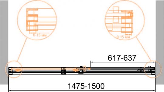 Душевая дверь CEZARES DUET SOFT-M-BF-1-150-C-Cr схема 11