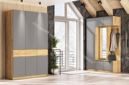 Пенал Авиньон Дуб Крафт Золотой/Графит серый