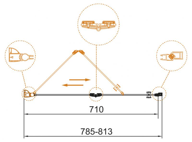Складная душевая дверь для проема 80 см CEZARES ECO-O-BS-12-80-C-Cr схема 4