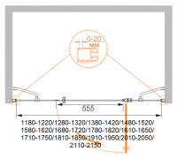 Распашная душевая дверь для проема CEZARES ELENA-W-B-13-60+60/40-P-Cr схема 6
