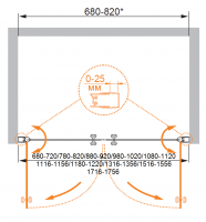 Распашная душевая дверь для проема CEZARES ELENA-W-B-2-115-P-Cr схема 6