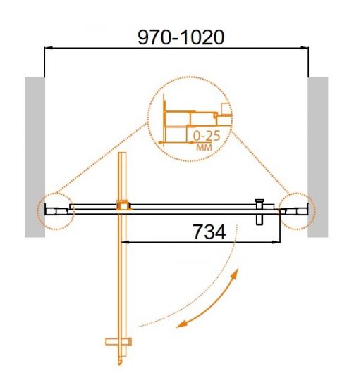 Душевая дверь в нишу CEZARES MOLVENO-BA-1-100-C-Cr-IV ФОТО