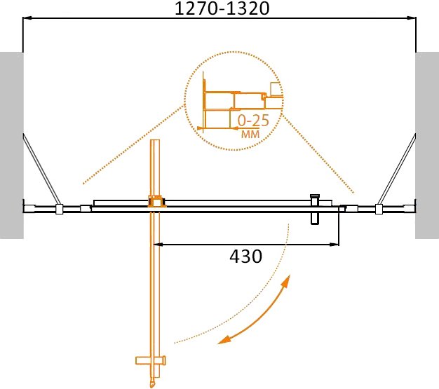 Душевая дверь в нишу CEZARES MOLVENO-BA-12-70+60-C-Cr-IV схема 2