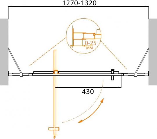 Душевая дверь в нишу CEZARES MOLVENO-BA-12-70+60-C-Cr-IV ФОТО