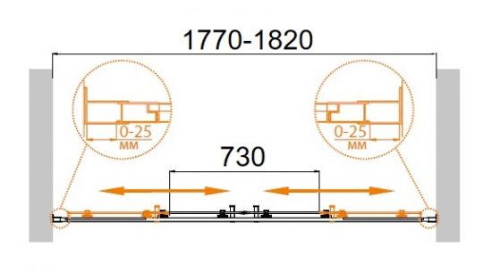 Душевая дверь в нишу CEZARES MOLVENO-BF-2-180-C-Cr-IV ФОТО