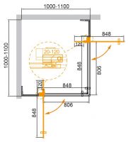 Душевой уголок CEZARES SLIDER-A-2-100/110-GRIGIO схема 10