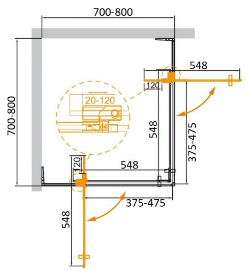 Душевой уголок CEZARES SLIDER-A-2-70/80-C-Cr ФОТО