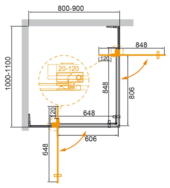 Душевой уголок CEZARES SLIDER-AH-2-80/90-100/110-C схема 20