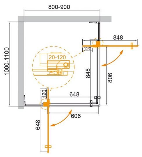 Душевой уголок CEZARES SLIDER-AH-2-80/90-100/110-C схема 20