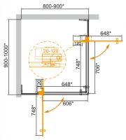 Душевой уголок CEZARES SLIDER-AH-2-80/90-90/100-GRIGIO схема 11