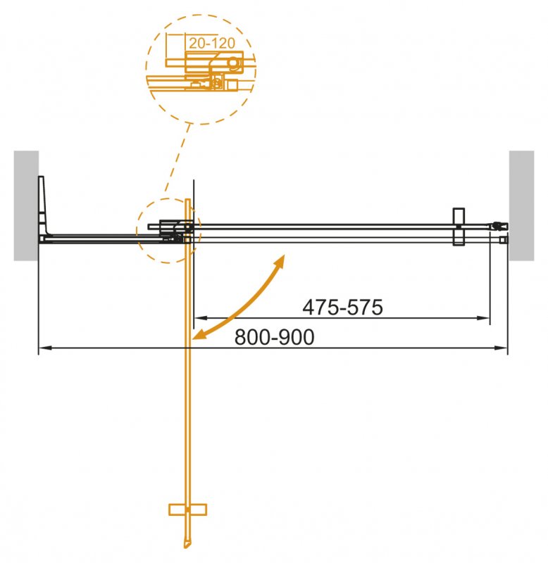 Душевая дверь для проема CEZARES SLIDER-B-1-80/90-GRIGIO схема 9