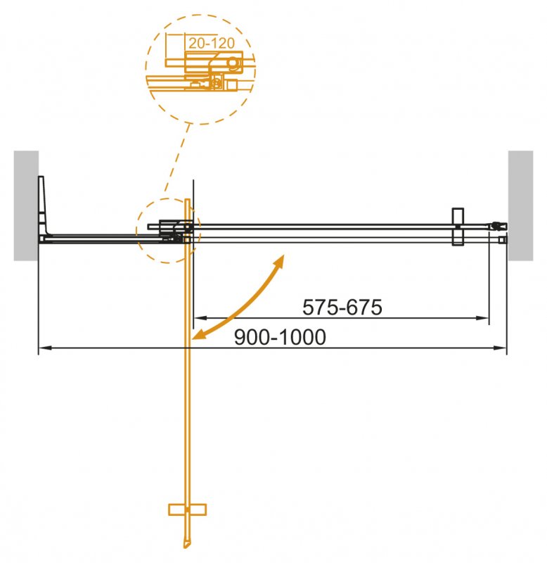 Душевая дверь для проема CEZARES SLIDER-B-1-90/100-BR схема 11