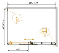 Душевой уголок CEZARES STYLUS-SOFT-AH-1-150/100-C-Cr схема 2