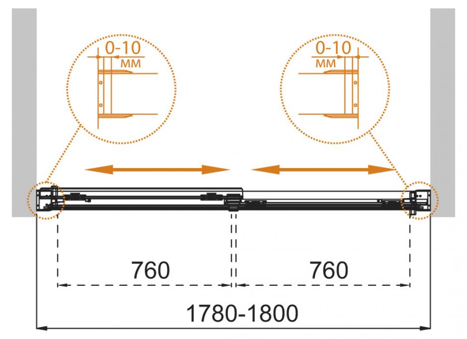 Шторка на ванну CEZARES TANDEM-SOFT-VF-2-180/145 ФОТО