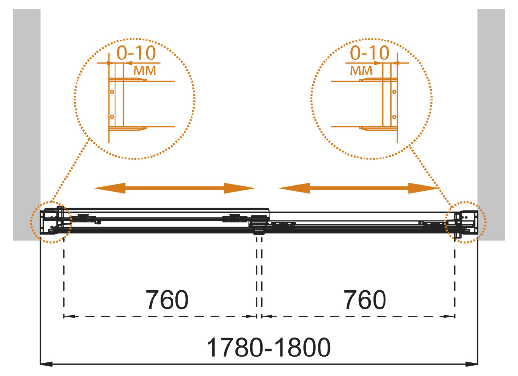 Шторка на ванну CEZARES TANDEM-SOFT-VF-2-180/145 схема 4