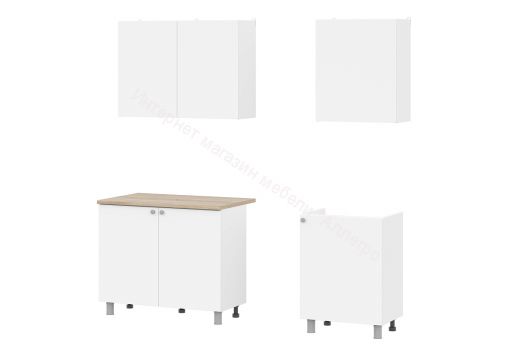 Кухонный гарнитур КГ 6 (1,6м) (Серия 2) Белый текстурный/Дуб Сонома