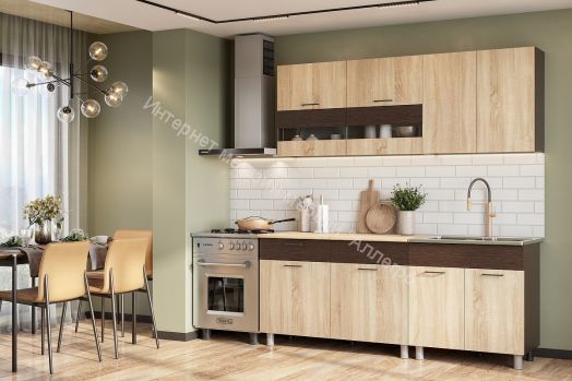 Кухонный гарнитур Босфор (2м) Дуб Венге/Дуб Сонома