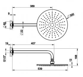 Тропический душ Gessi Inciso 30х30 58248727 латунь браш PVD ФОТО