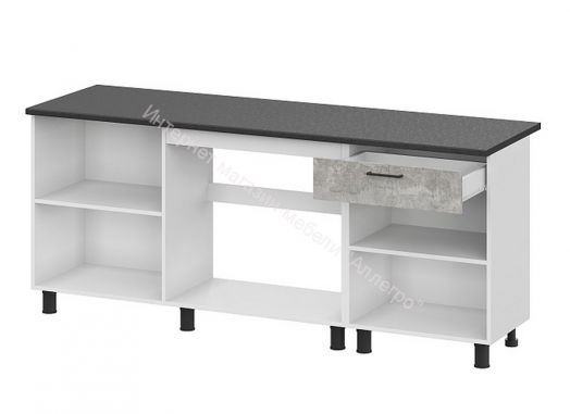 Кухонный гарнитур КГ-9 (2,0м) Цемент темный/Цемент светлый/Черный