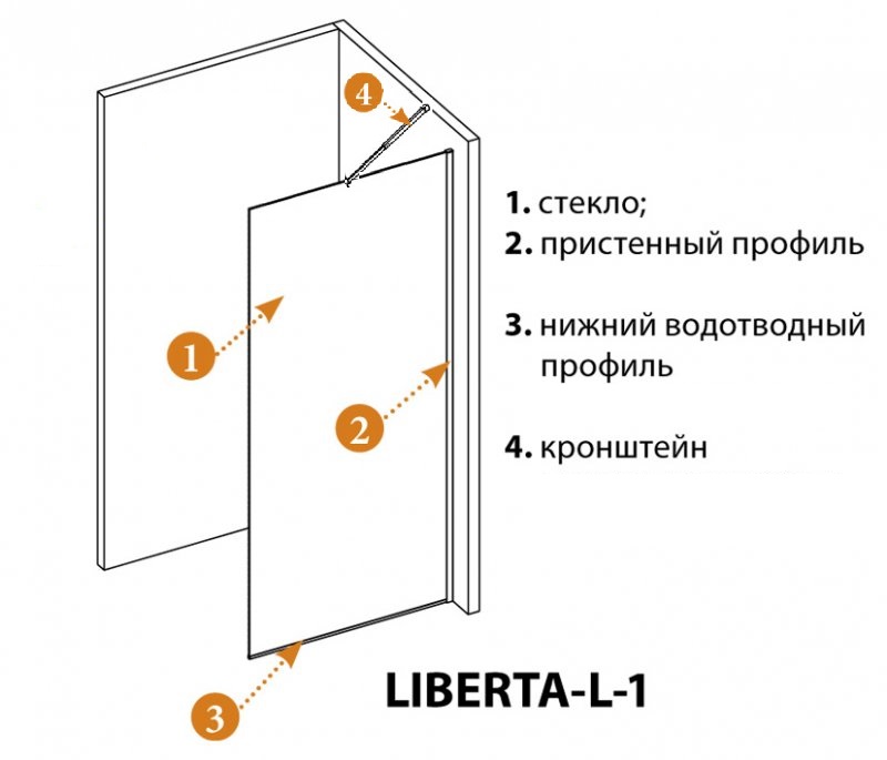 Душевая перегородка универсальная CEZARES LIBERTA-L-1-TB-85-C (профиль черный/хром) схема 8