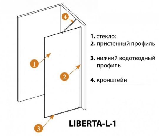 Душевая перегородка с черным профилем (либо хром) универсальная CEZARES LIBERTA-L-1-TB-100-C схема 8